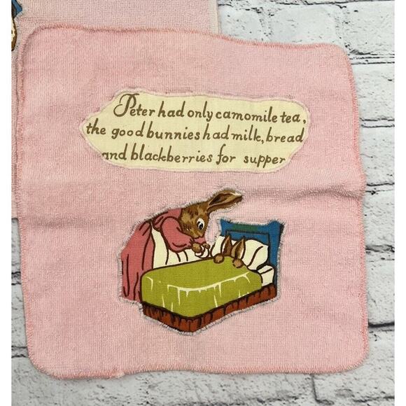 Vintage Martex Peter Rabbit Pink Bath Towel Set 3 Beatrix Potter Naughty Peter - Picture 9 of 9